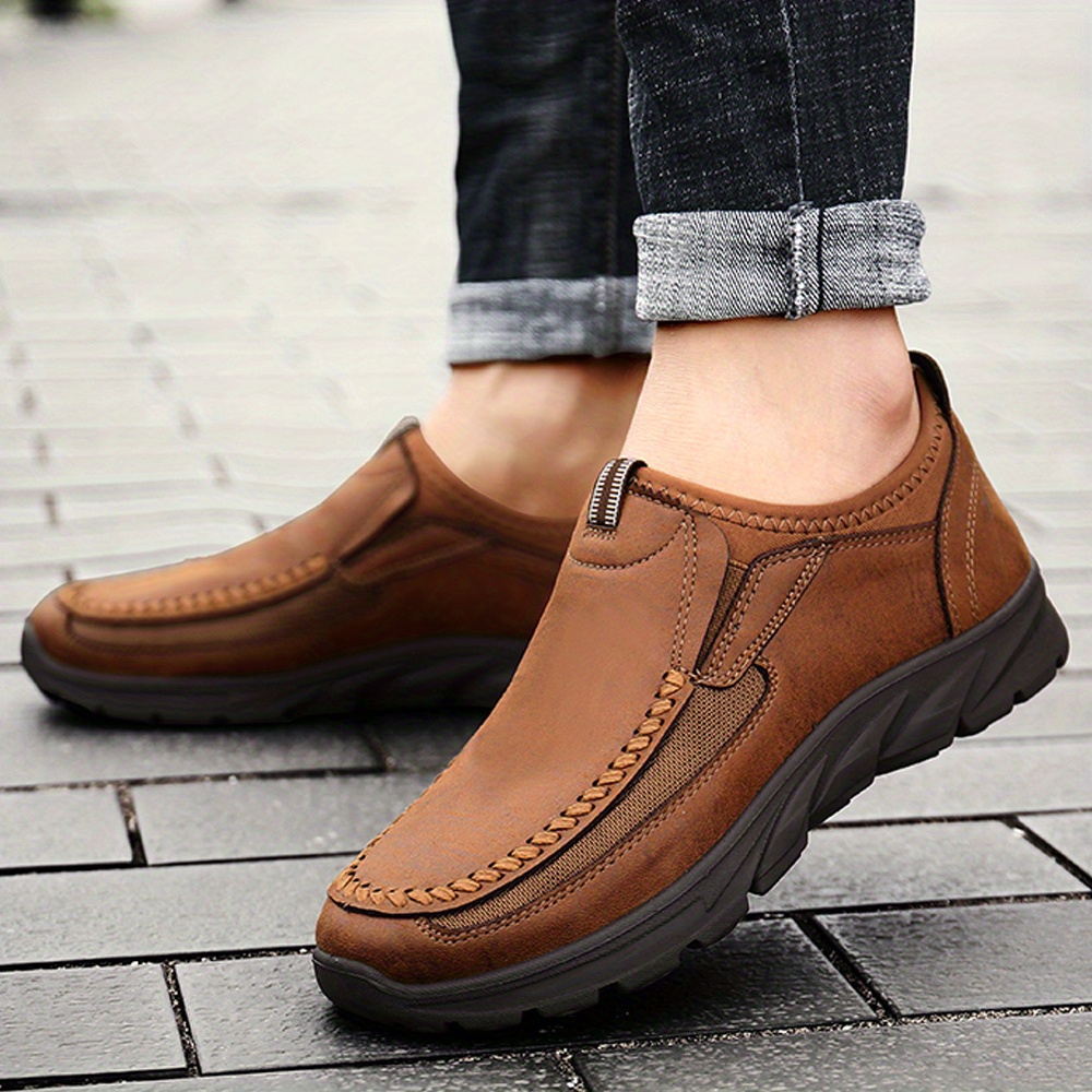 mens vintage loafers wear resistant non slip comfy casual shoes slip on walking shoes details 11