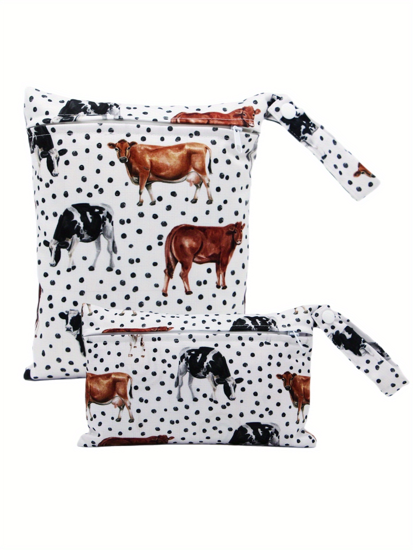 2 pcs cows prints small waterproof wet bag set details 0