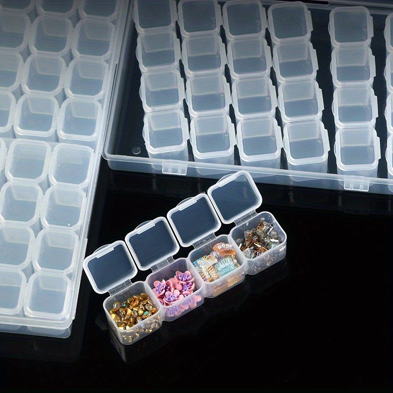 24 Pcs Mixed Sizes Small Plastic Box Rectangular Mini Clear Plastic Storage Containers Plastic Beads Storage Containers Empty Case Organizer with Hing