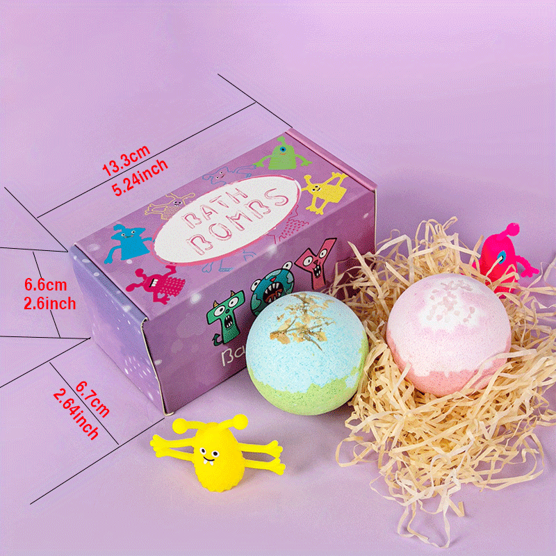 2pcs, Bath Bombs With Toys Inside Surprise, Finger Glove Bath Bomb Kit With  Dinosaur Toy Organic And Natural Bubble Bath Fizz Spa Bath Set Gift, For B