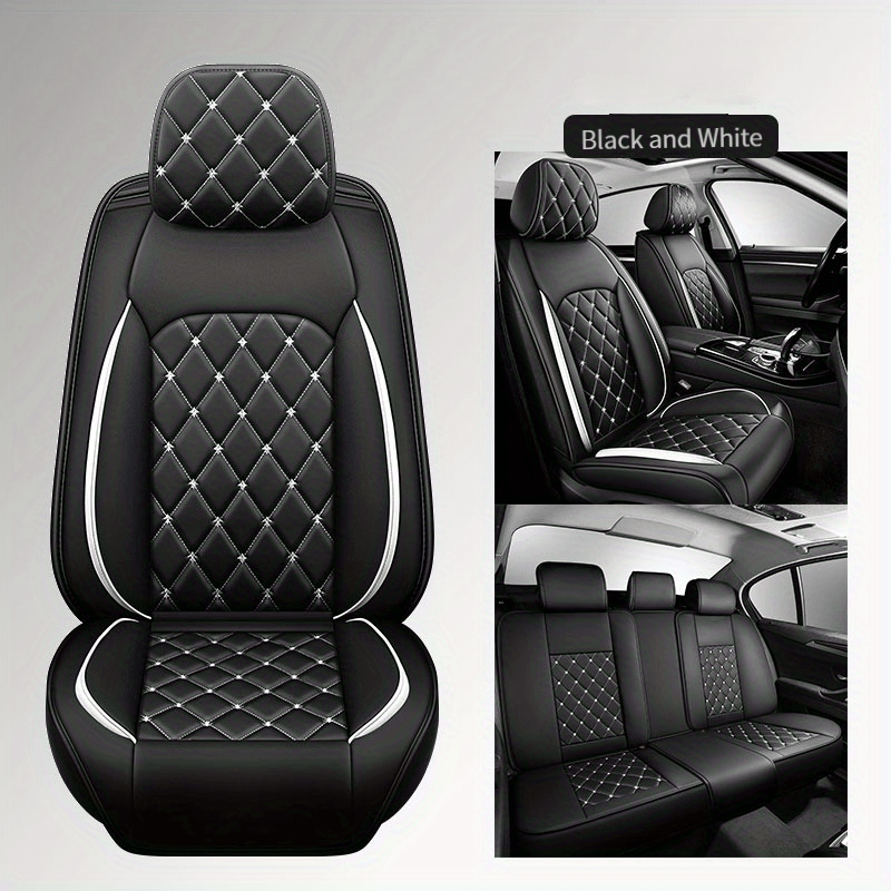 5 Car Seat Covers Waterproof Napa Leather Front Rear Seat - Temu