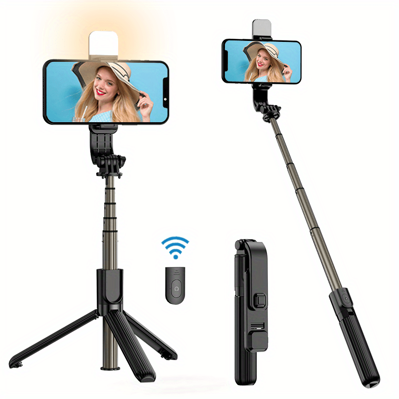 Utdragbart Selfie Stick-stativ med trådlös fjärrlucka för iPhone, Android,  Samsung