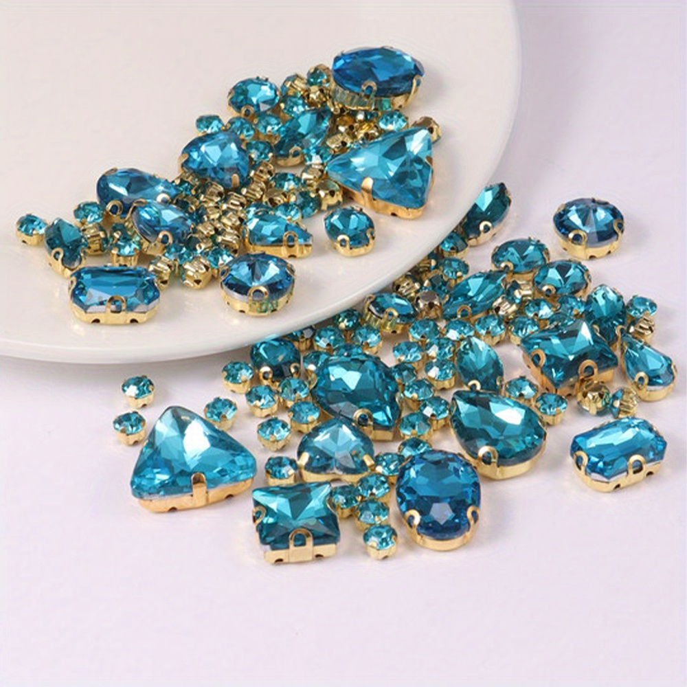 148 piezas de diamantes de imitación para coser con formas mixtas, gemas de  cristal de metal con parte trasera plana para manualidades, ropa, joyas