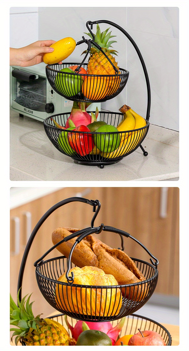 Metal Egg Container 2 Tier Eggs Holder Fruits Basket Vintage Kitchen  Countertop Organizer Stand Heavy-Duty