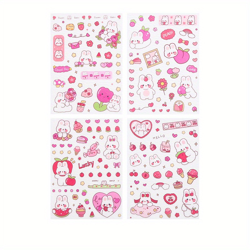4 Sheets Kawaii Washi Stickers Pack Cute Cartoon Diy Sticker Decal