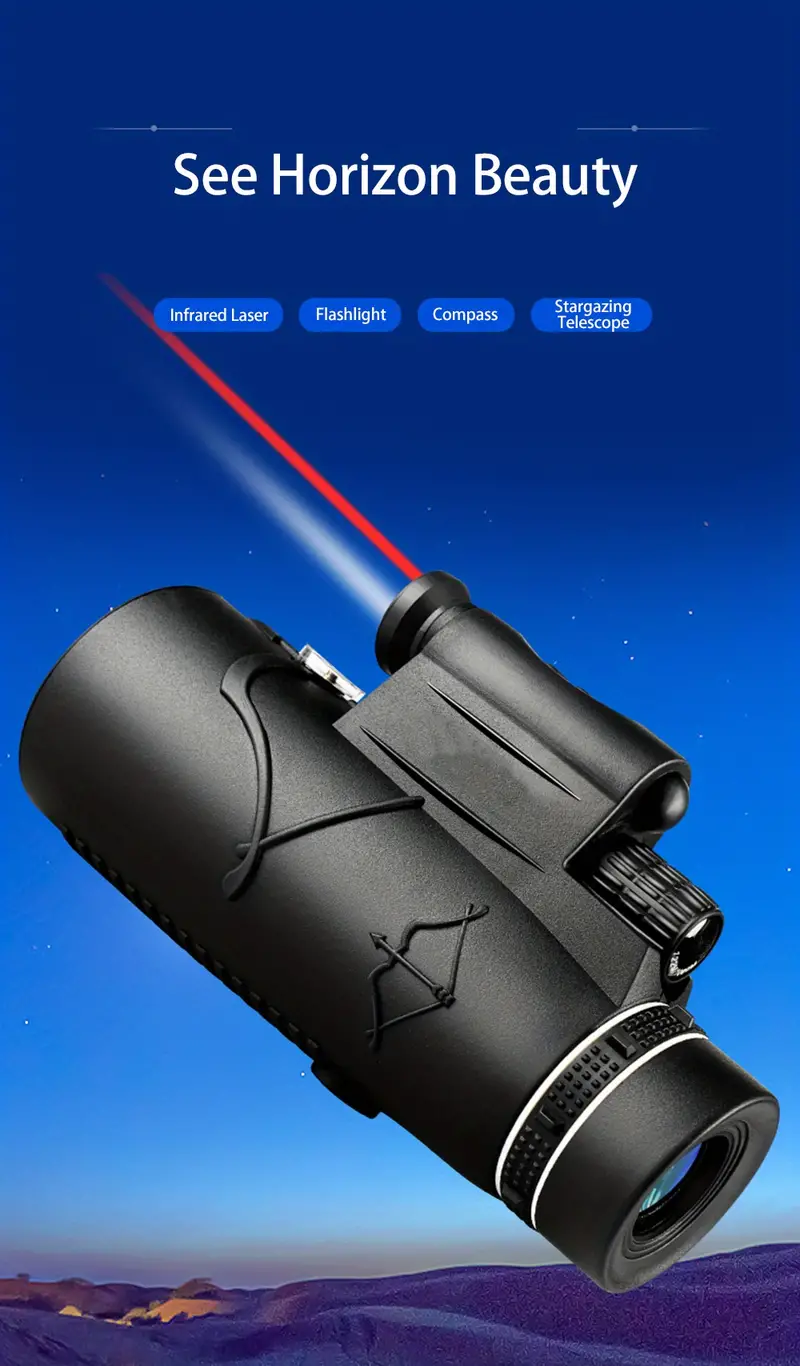 50x60 monocular telescope with lamp lighting and laser long range high power high definition binoculars for outdoor hunting details 0