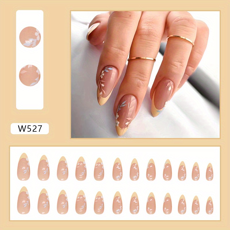 French Shaped Nails, Pattern, , Medium Length, Elegant Spring For Women