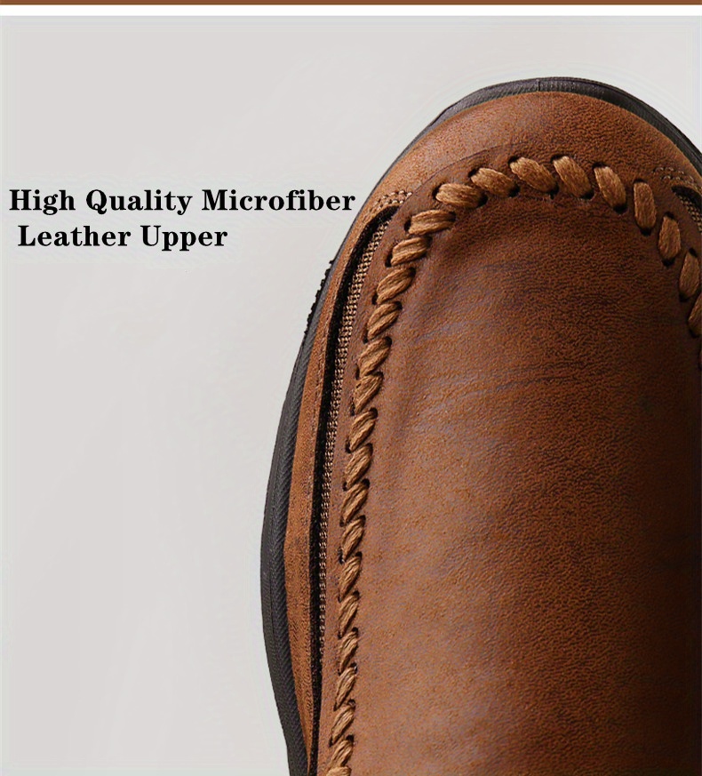 mens vintage loafers wear resistant non slip comfy casual shoes slip on walking shoes details 5