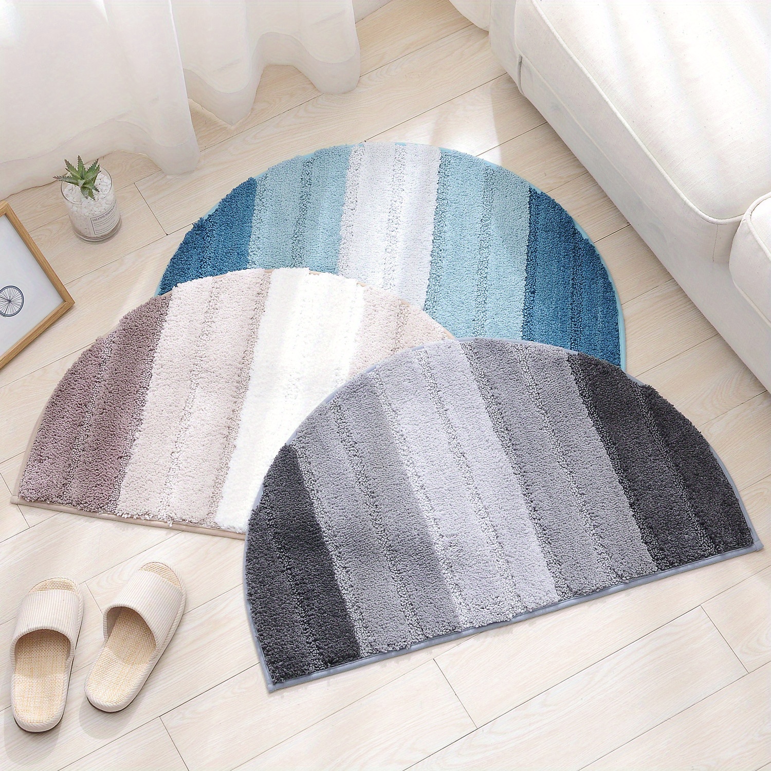 Semicircle Bathroom Non-slip Mat, Water Absorbent Rug For Home Entrance,  Toilet And Bathroom Drying Quickly