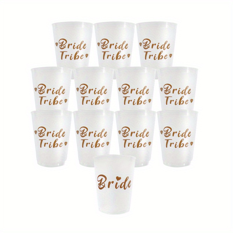 Team Bride To Be Plastic Drinking Cups Rose Gold Paper Straws