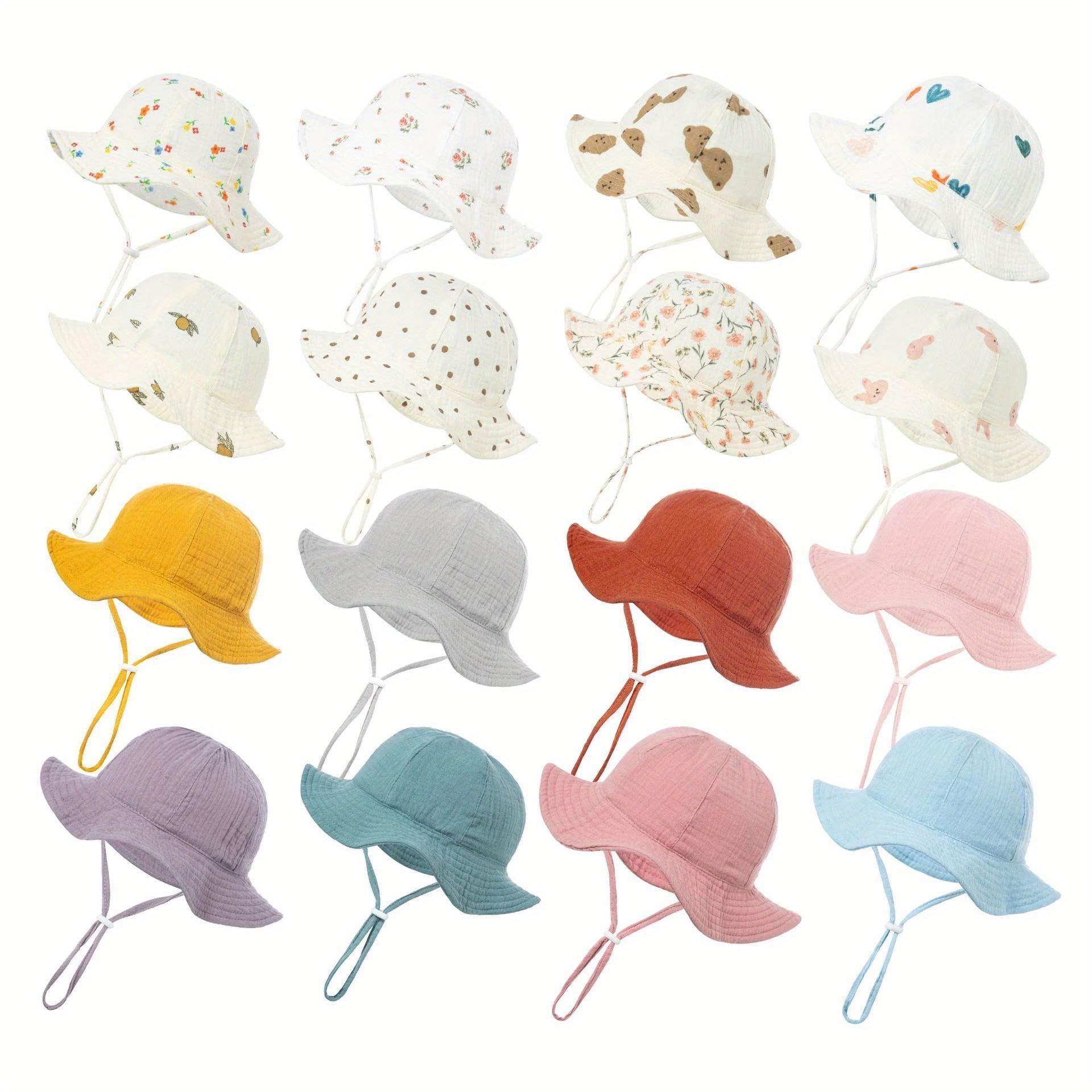 Baby Cotton Bucket Hat Toddlers Sunscreen Outdoor Print - Temu