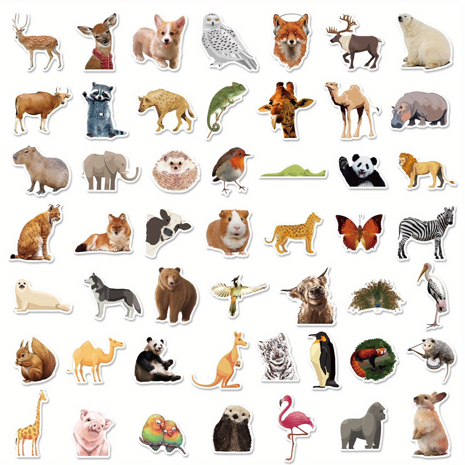 Zoo Animals Stickers Vinyl Waterproof Cute Animal Stickers - Temu