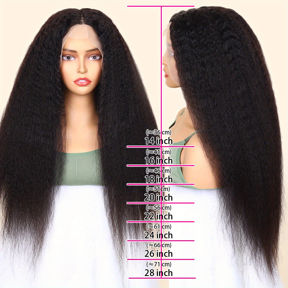 Long Kinky Straight Human Hair Wigs 13 6 1 Lace Front Human Temu