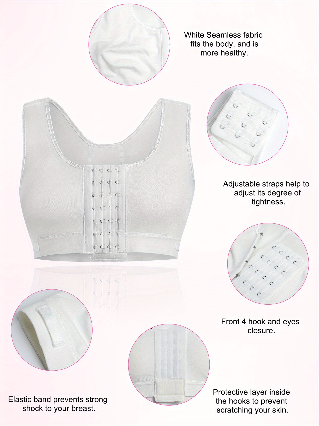 Front Buckle Wireless Bra, Adjustable Wide Strap Post-Surgical Support Bra,  Women's Underwear & Lingerie