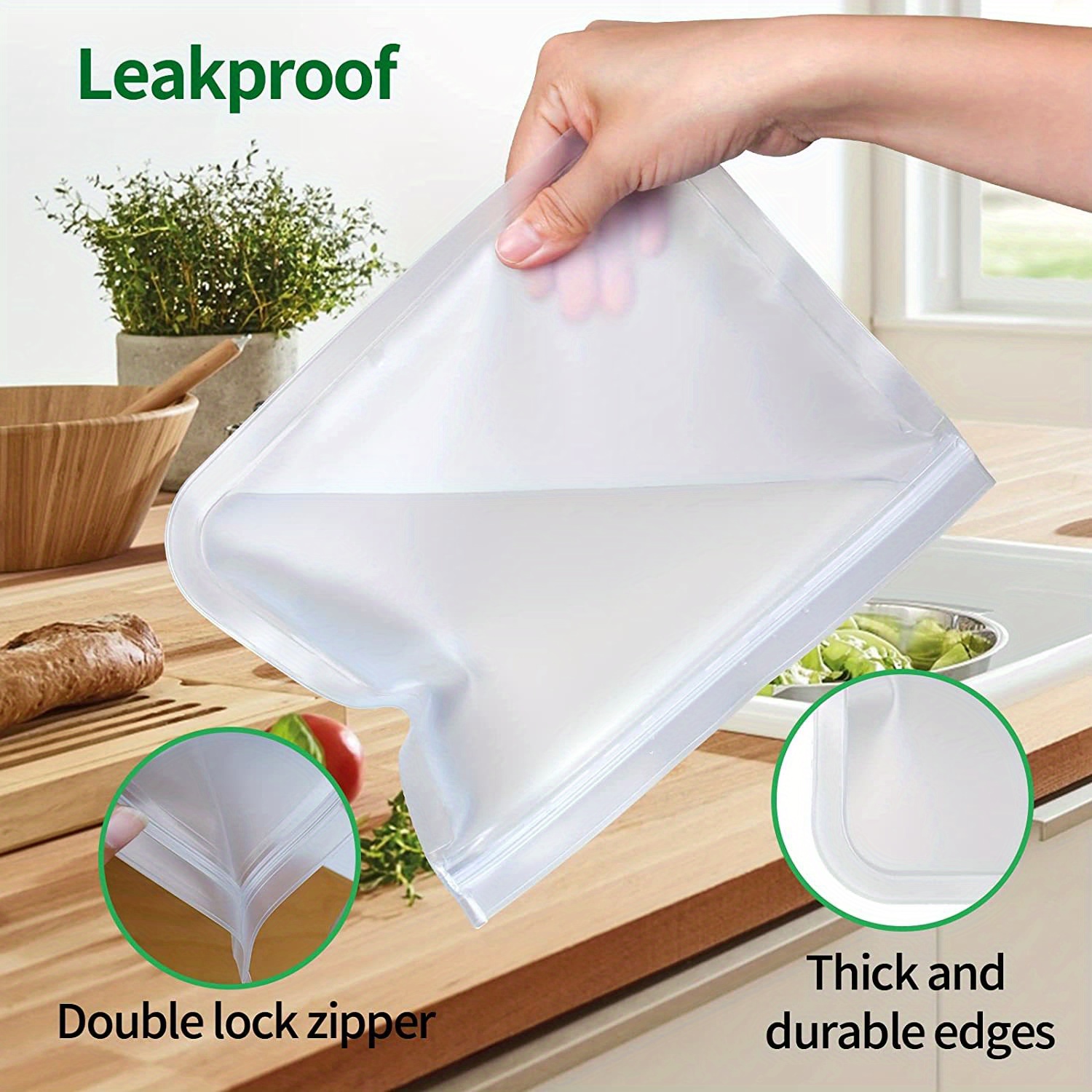 10pcs storage bags dishwasher safe reusable freezer bags bpa free extra thickened reusable storage bags leakproof silicone and plastic free storage bag for meats cereal sandwich snack kitchen organizers and storage kitchen accessories details 2