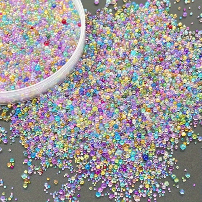 Mixed Mini Glass Bubble Ball Beads Transparent Ab Colorful - Temu