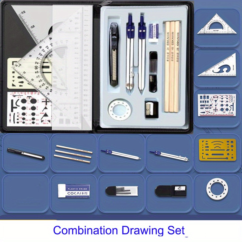Combination Drawing Set Drawing Tools Kits Geometry Set Temu