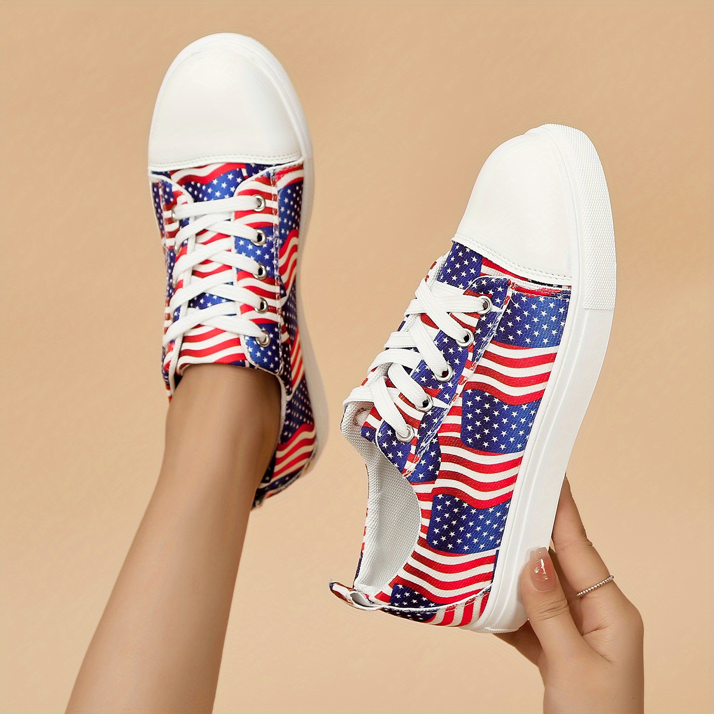 Blue star pattern & prints lace up shoe sneaker