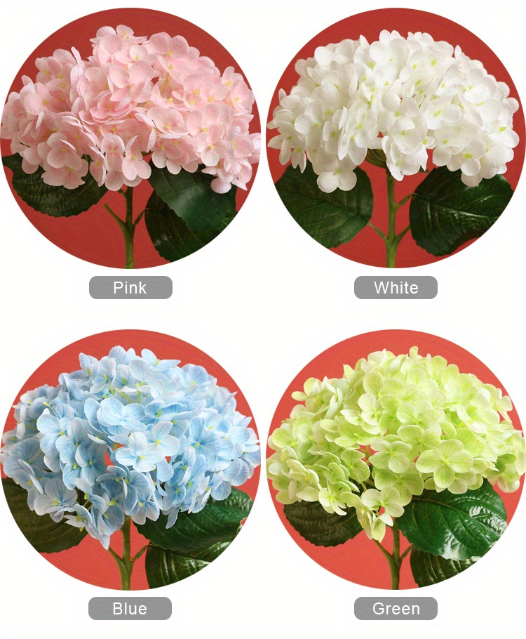 1pc Long Stem Artificial Hydrangea Flower Real Touch Faux Blue