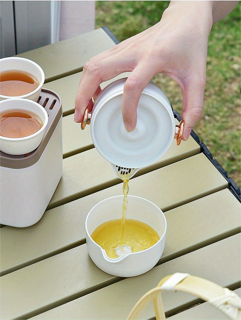 Portable Travel Tea Set With One Pot Three Cups And Tea - Temu