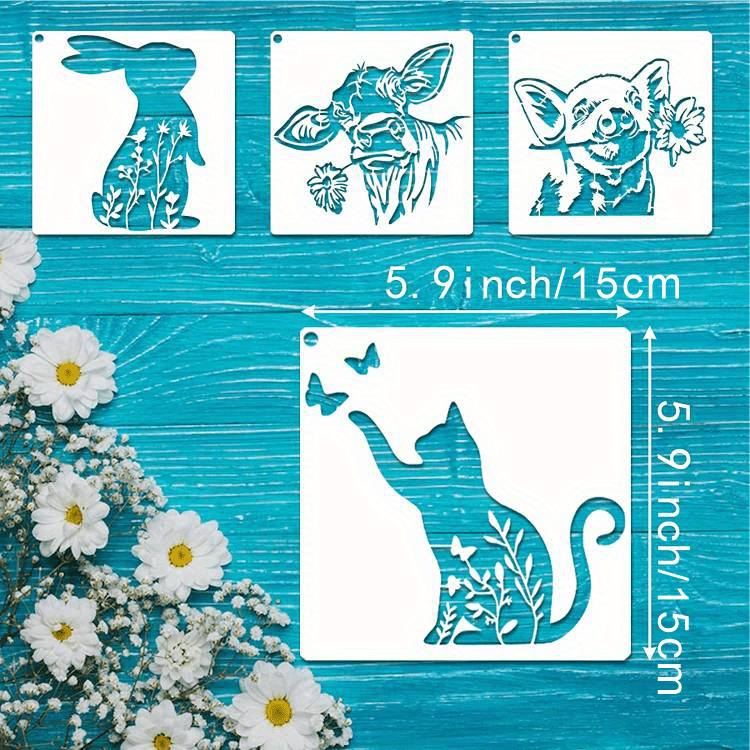 15pcs Flower Animal Stencils For Painting On Wood Floral Nature Farmhouse  Paint Stencil Dog Cat Bear Cow Bunny Reusable Embroidery Stencils For  Drawing Ornament Fabric Canvas Wall Rock - Arts, Crafts 