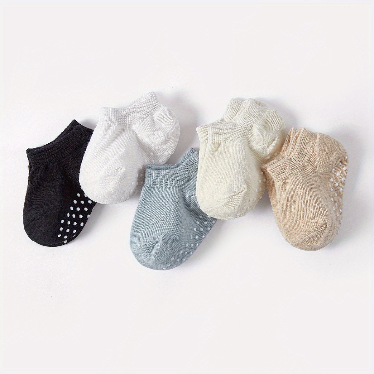 Image of Five-pair Pack Of Kids' Socks With Dot Grip For Summer, Instagram-style