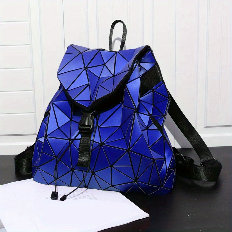 Luminous Geometric Backpack Holographic Reflective Bag,Perfect For  Work,Travel, Women's Color Changing And Laser Bag