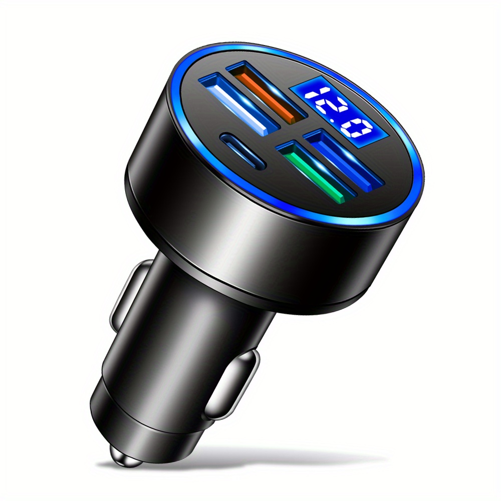 4 puertos de USB Con cargador de coche, de pantalla digital LED, con  medidor de voltaje, de batería, accesorios para auto