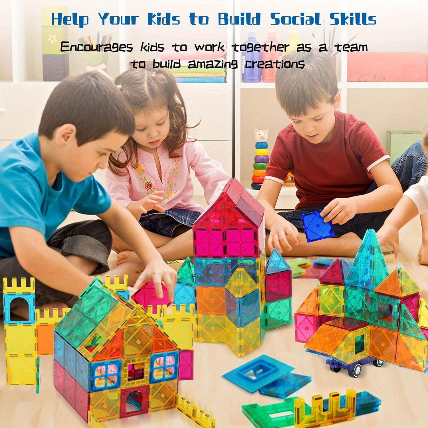 Magnetic Tile Building Blocks 3d Transparent Magnetic - Temu