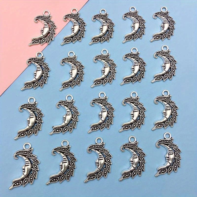 Zinc Alloy Antique Silver Moon Star Shape Charms, DIY Jewelry Making Set