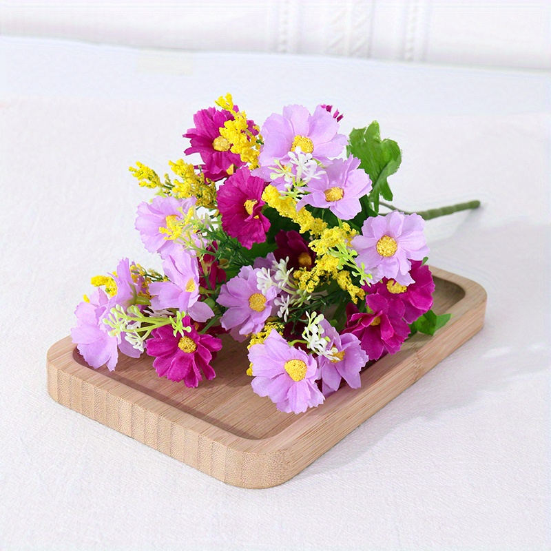 4 Bushes Blue Silk Daisy Artificial Flowers, DIY Wedding Flower