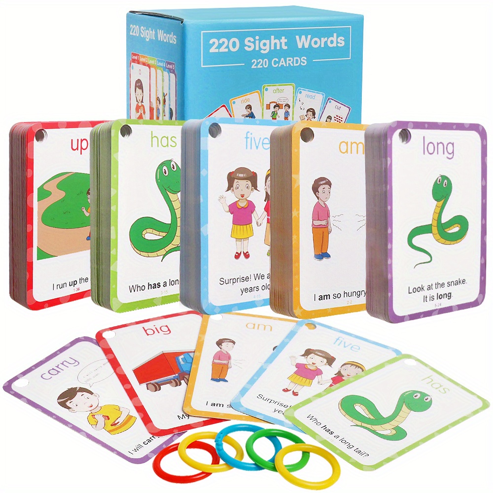 220 Dolch Sight Words Flash Cards With Pictures Sentences Perfect For  Kindergarten 1st 2nd 3rd Grade Homeschool Includes 5 Rings - Toys & Games -  Temu United Kingdom