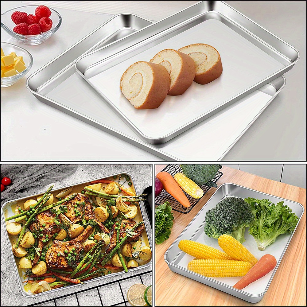 Stainless Steel Rectangular Baking Tray Straight Flat - Temu