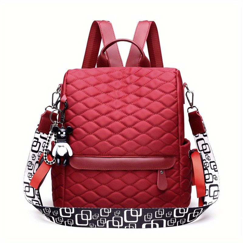 Argyle Embroidery Laptop Backpack Purse Casua Two way Temu