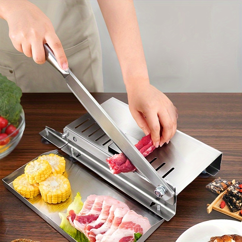 Miumaeov Manual Frozen Meat Slicer, Stainless Steel Meat Cutter, Bone  Cutter Manual Ribs Chopper for Fish Chicken Beef Frozen Meat Home Cooking