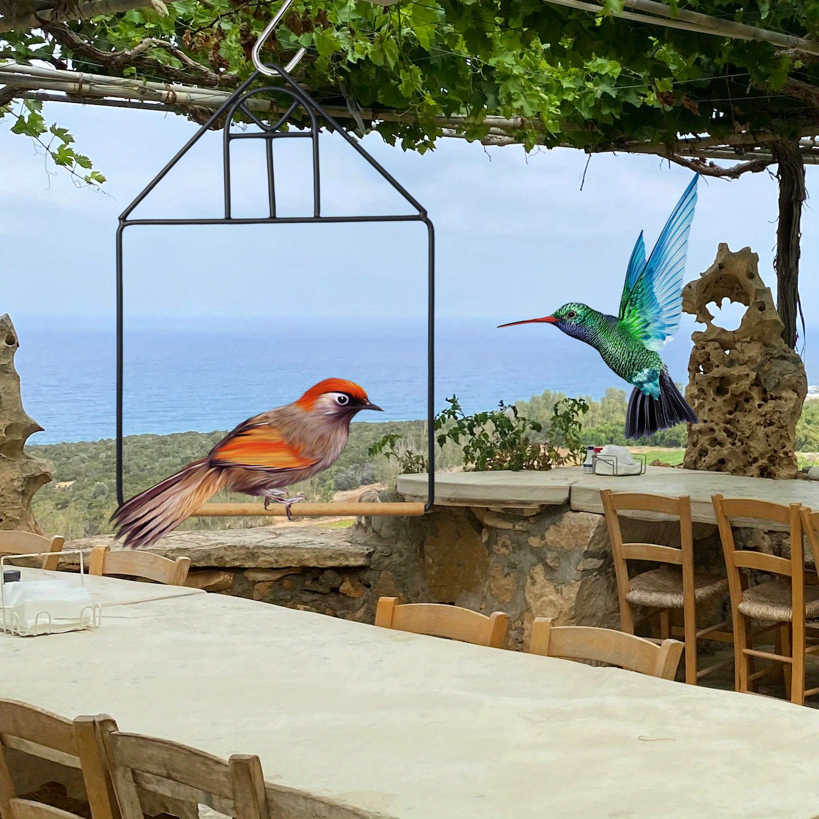 Bird Swing Natural Wooden Cage Hammock Bird Toy Parrot Cage Temu Norway