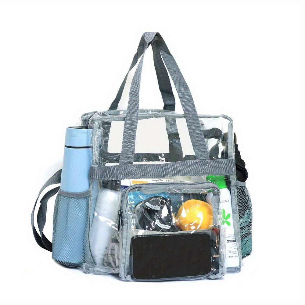 Large Volume Handbag, School Bag, Travel Bag, PVC Bag See Through Bag Clear  Bag Stadium Approved, Transparent See Through Bag for Work, Sports Games