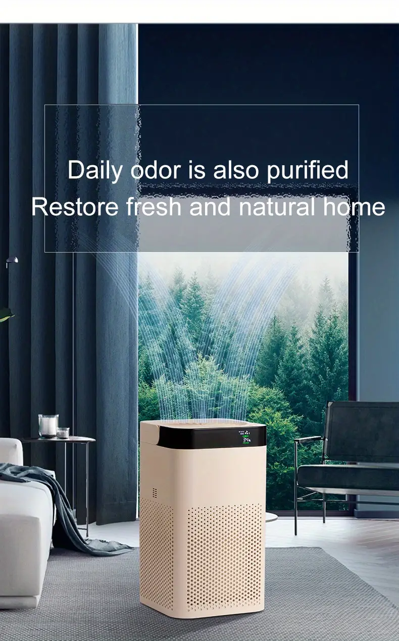 1pc home air purifier household negative ion purifier efficient purifier uv sterilization intelligent air purifier with digital display light type c charging portable and convenient high capacity battery small appliance details 3