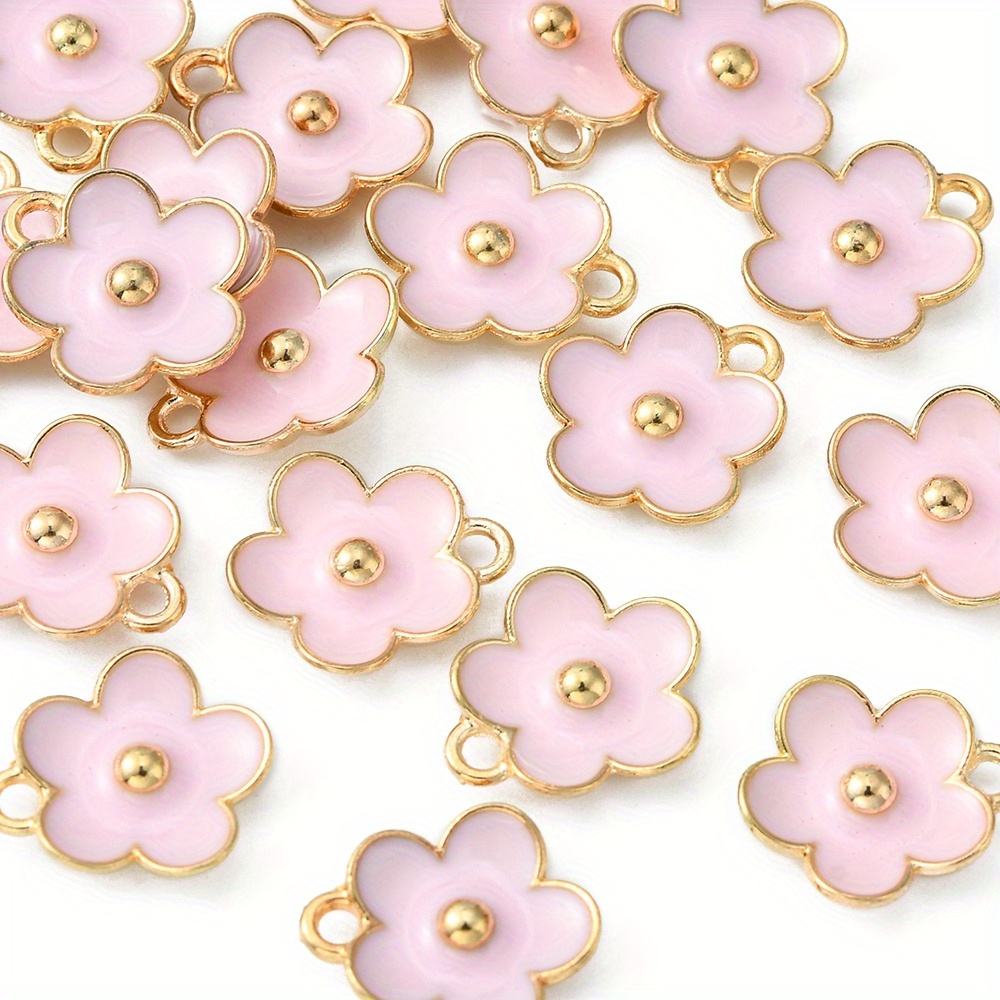 50pcs 5 Colors Golden Plated Enamel Cherry Blossoms Flower Charms Pendant  For Jewelry Making Necklace Bracelet Earring Diy Jewelry Accessories -  Arts, Crafts & Sewing - Temu