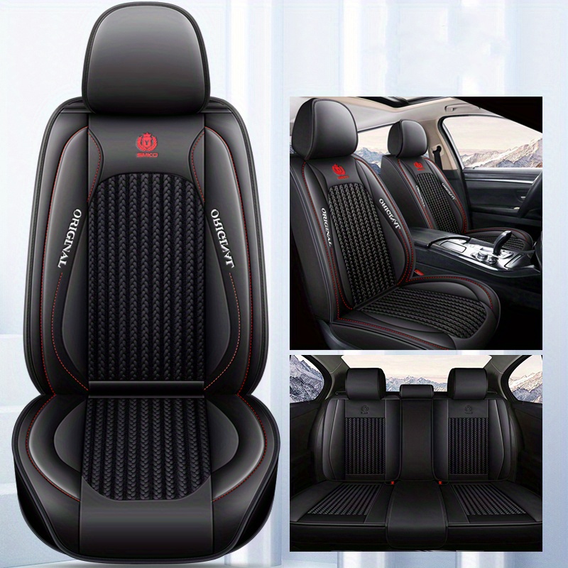 Car Seat Covers,Ice Silk Universal Car Seat Covers,Black Leather