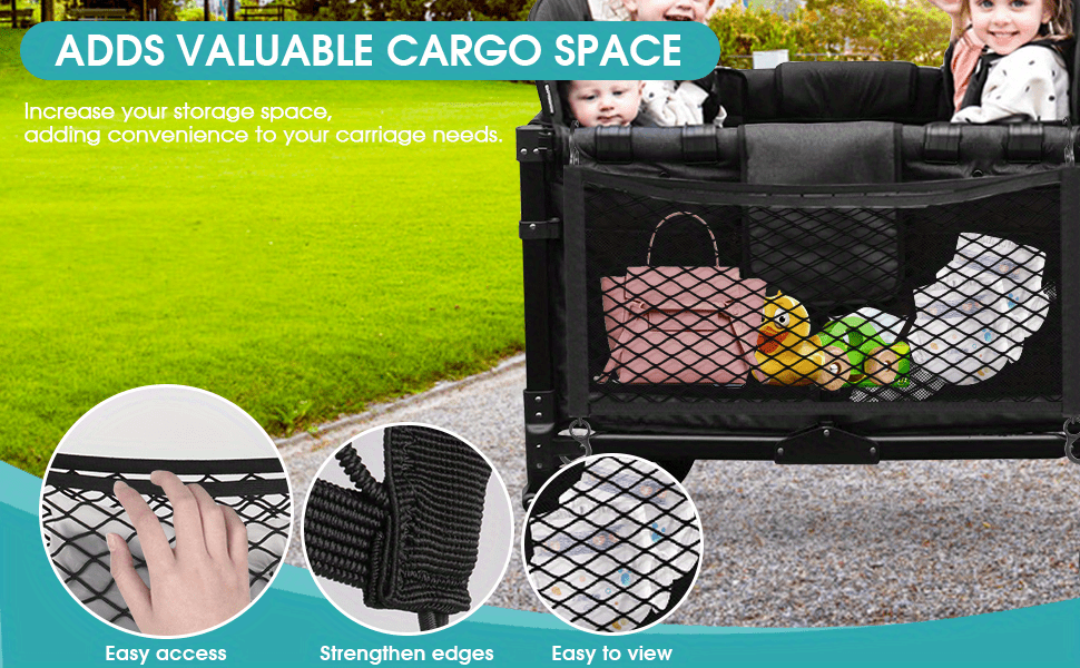 stroller wagon cargo net wagon accessories universal fit stroller mesh cargo net and organizer extra large stroller storage space details 2