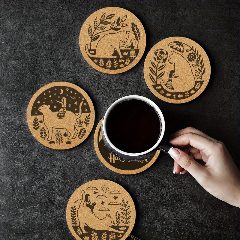 Natural Cork Coaster Set, Tea Coffee Cup Pad Set