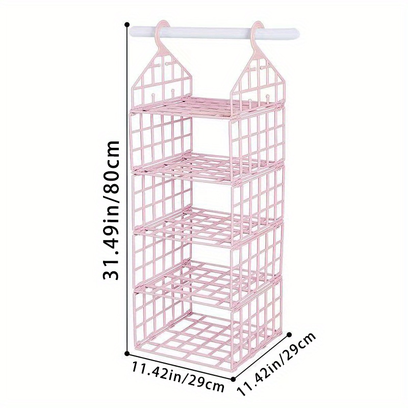 Foldable Storage Shelf With Hooks Bedroom Clothes - Temu