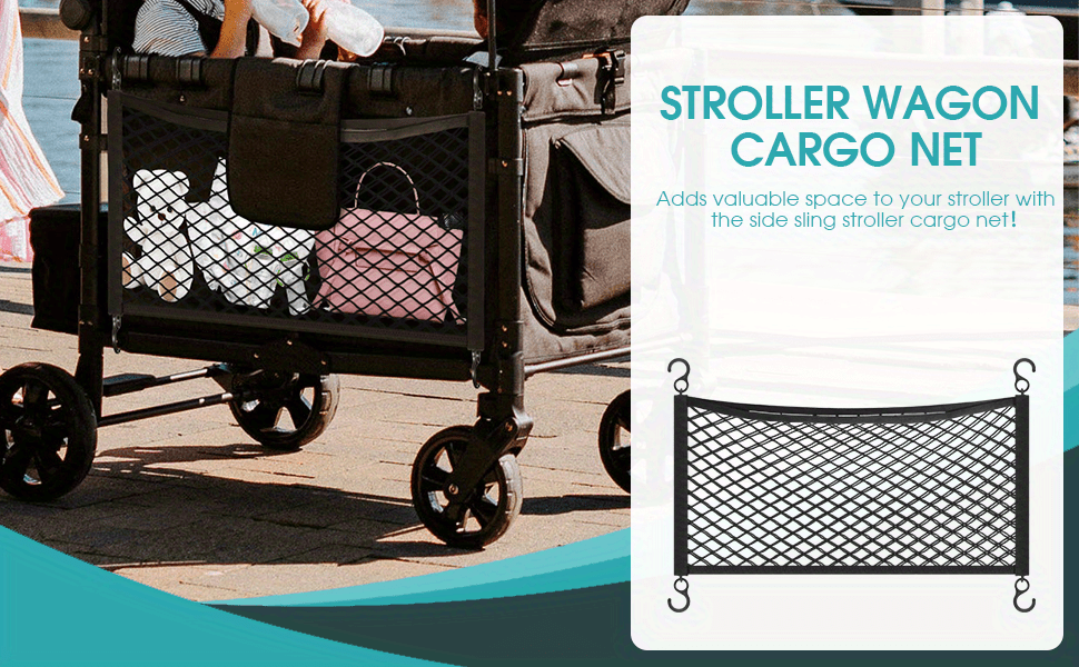 stroller wagon cargo net wagon accessories universal fit stroller mesh cargo net and organizer extra large stroller storage space details 0