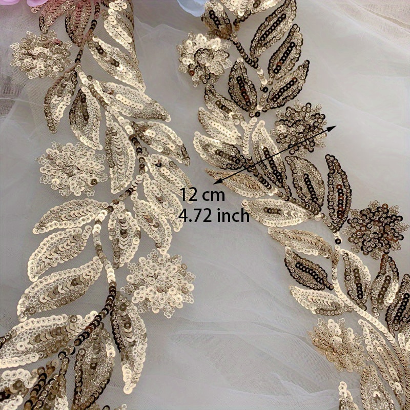 Vintage Embroidered Floral Sequin Trim GOLD — Handa Textiles