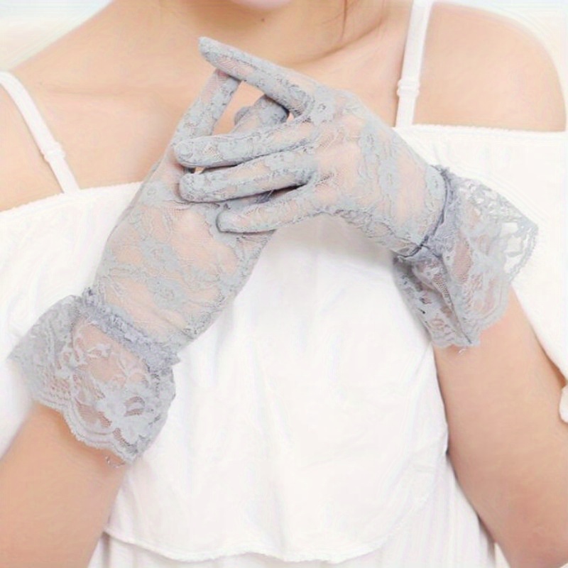 Women's Dotted Lace Gloves Sun Protection Breathable Elegant