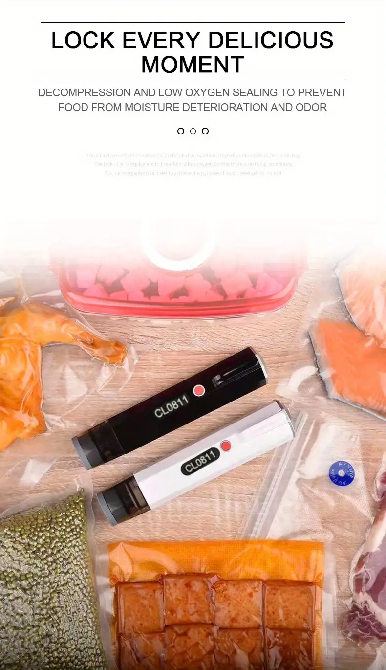 1pc handheld vacuum sealer food sealing machine dry and wet vacuum sealing machine automatic air sealing machine used for food storage handheld vacuum packaging machine compact and portable kitchen tools kitchen accessories details 2