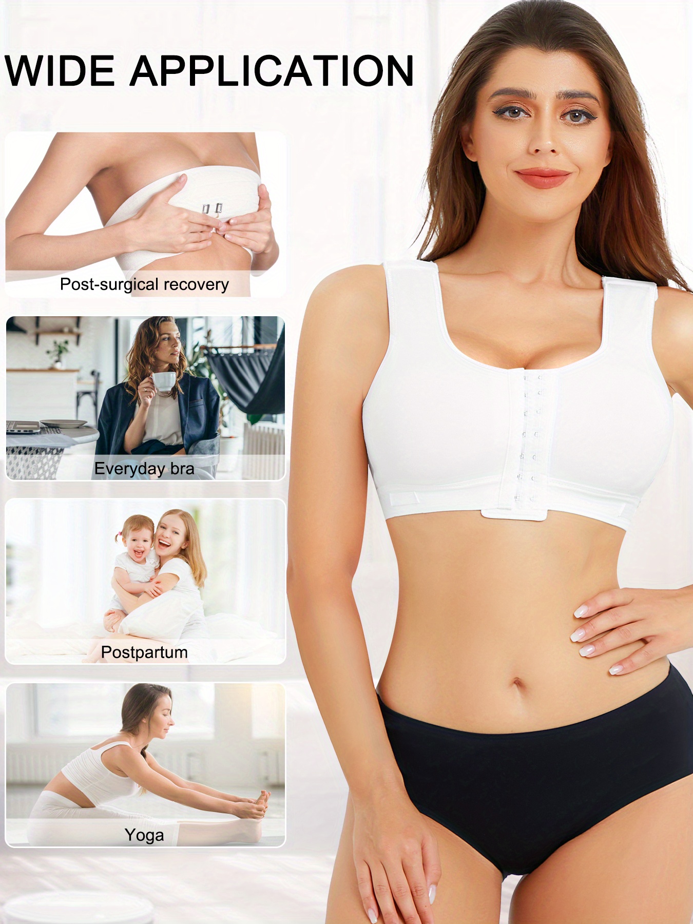 MILONT Front Fastening Bras for Women Non Wired Padded Underwear Plus Size  Full Coverage Everyday Bra Plus Size Back Support Posture Ladies Bras