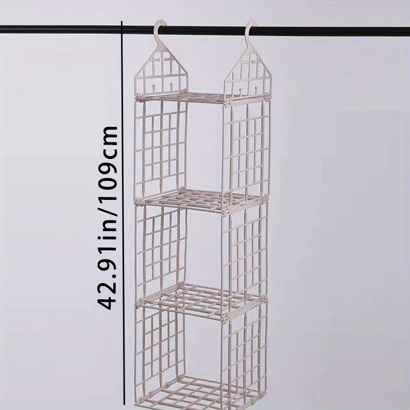 Foldable Storage Shelf With Hooks Bedroom Clothes - Temu