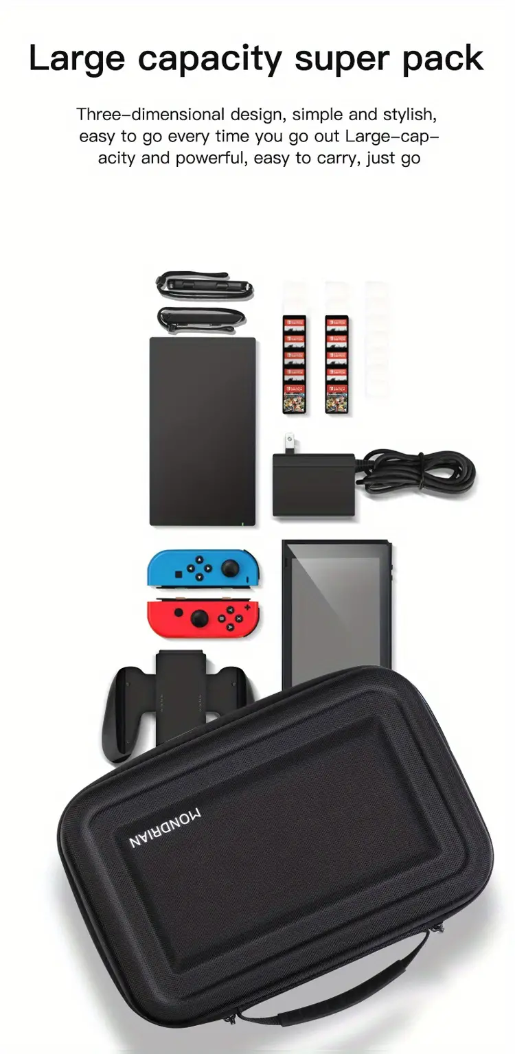 for nintendo switch switch oled storage bag large capacity free storage a full set of game console accessories organizing bag waterproof and anti pressure portable hard bag details 2